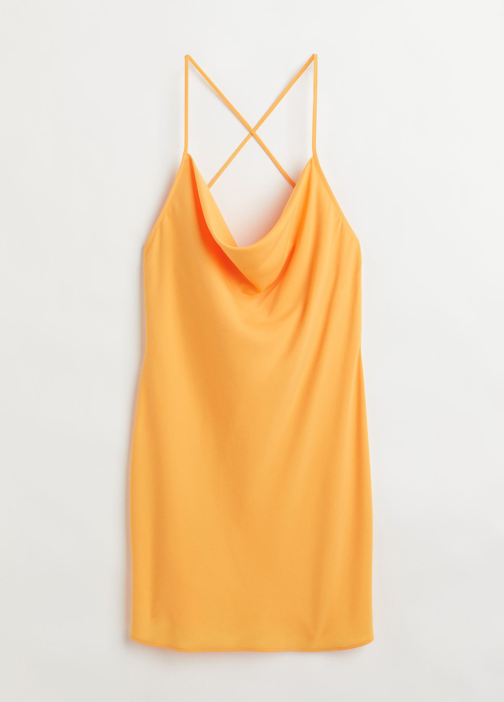 Желтое коктейльное платье платье-комбинация, с открытой спиной H&M однотонное