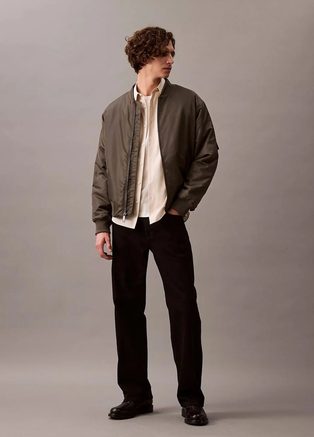 Бежевая кэжуал рубашка однотонная Calvin Klein