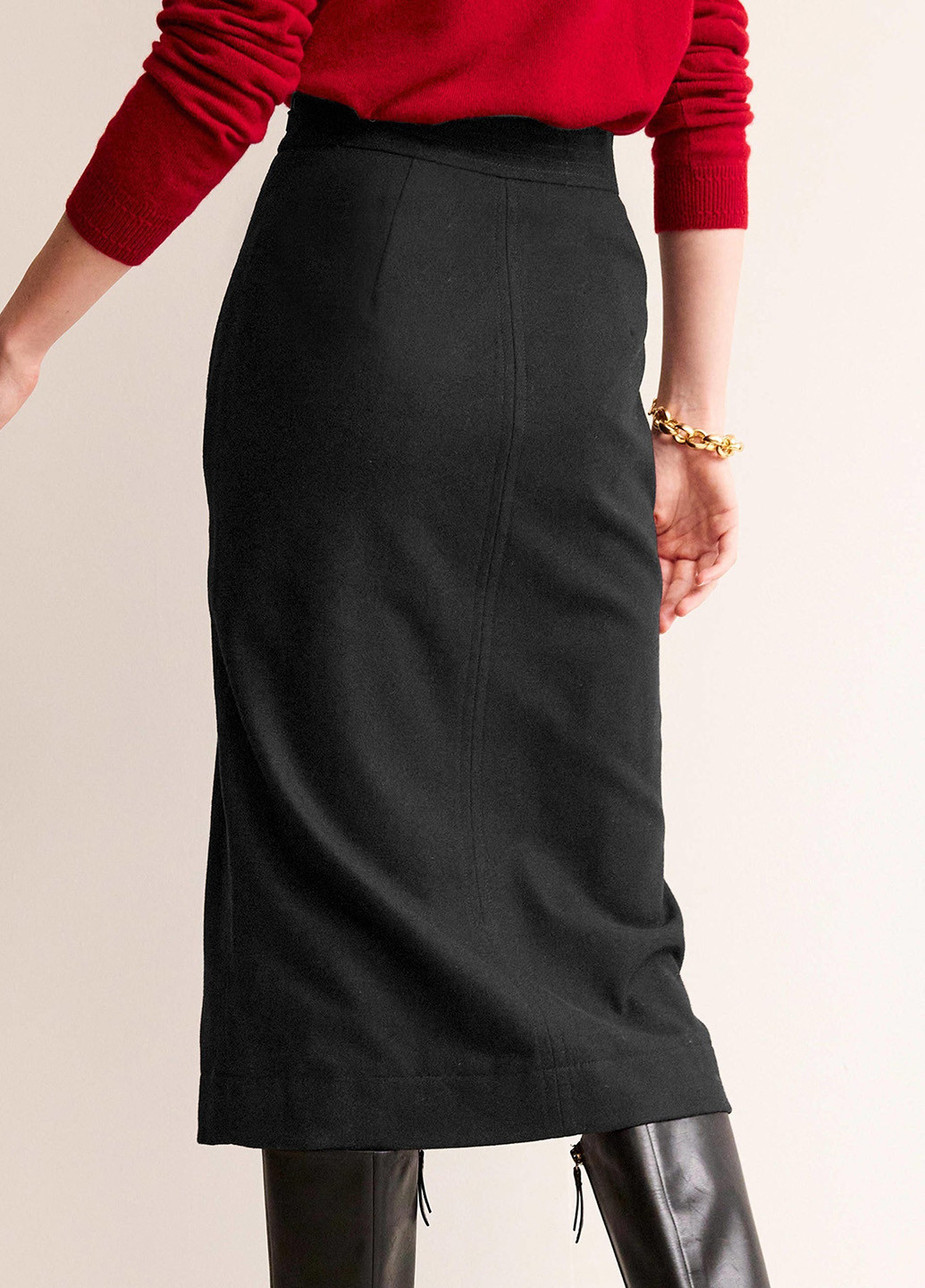 Черная кэжуал однотонная юбка Boden карандаш