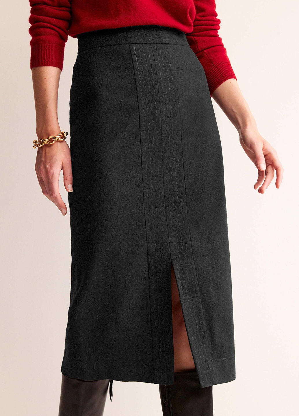 Черная кэжуал однотонная юбка Boden карандаш