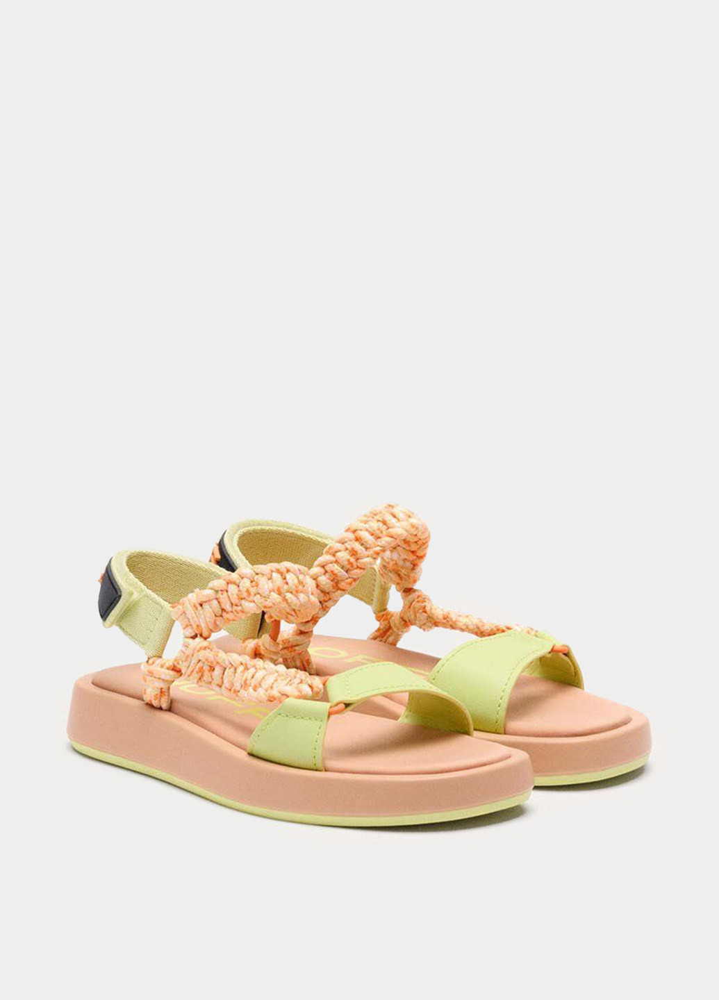 Комбинированные босоножки Hoff на липучке с логотипом, плетение