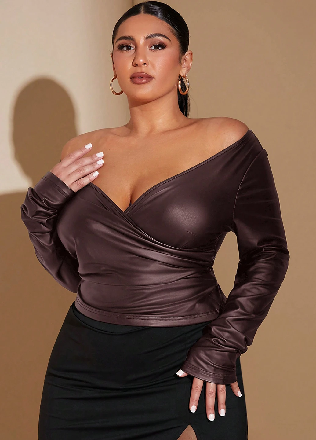 Коричневая блуза SHEIN