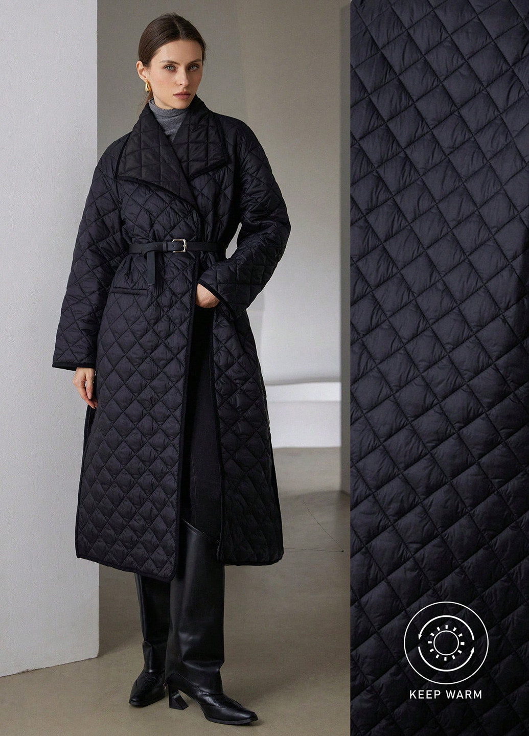 Чорна зимня куртка куртка-пальто SHEIN