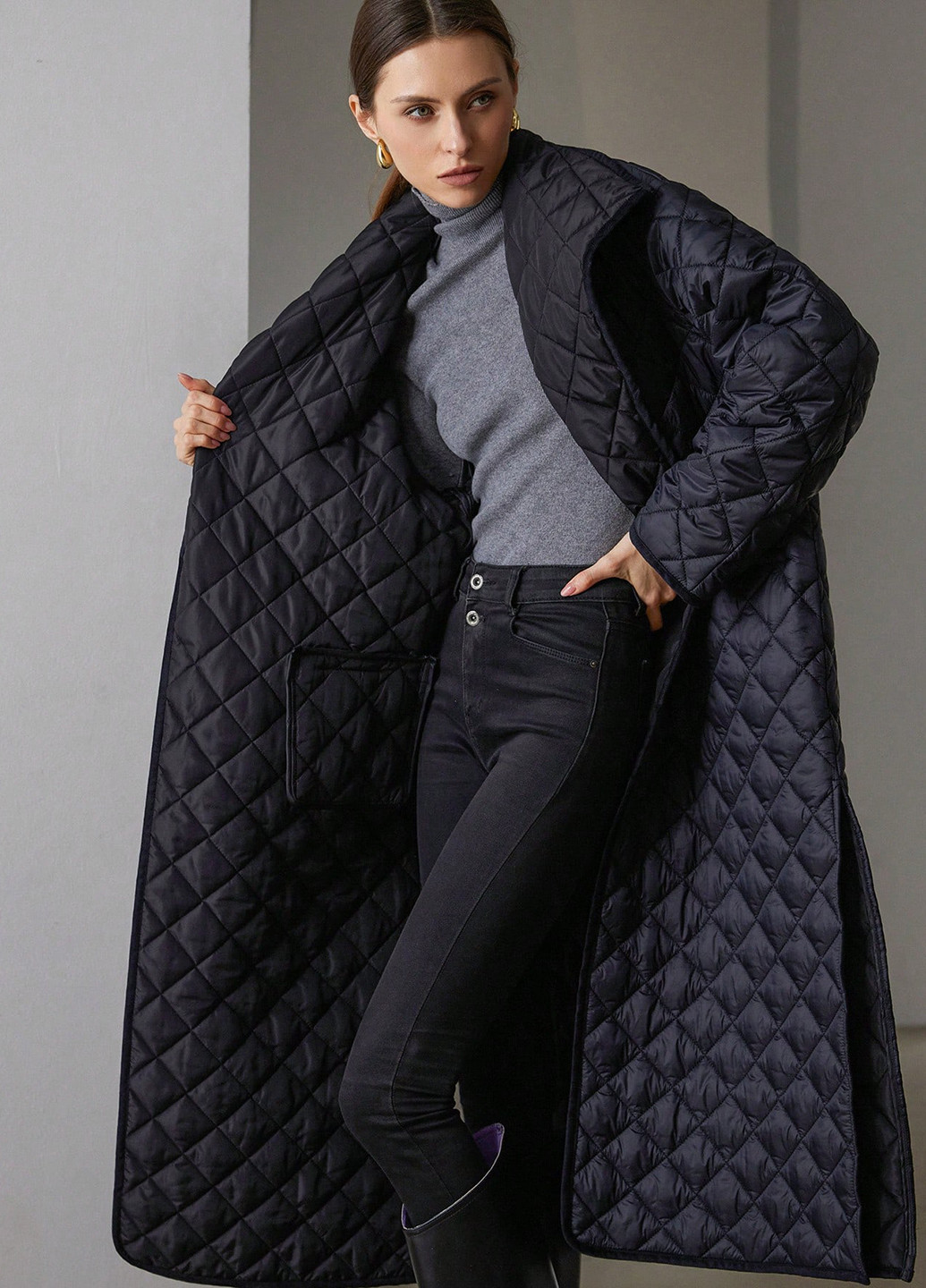 Чорна зимня куртка куртка-пальто SHEIN