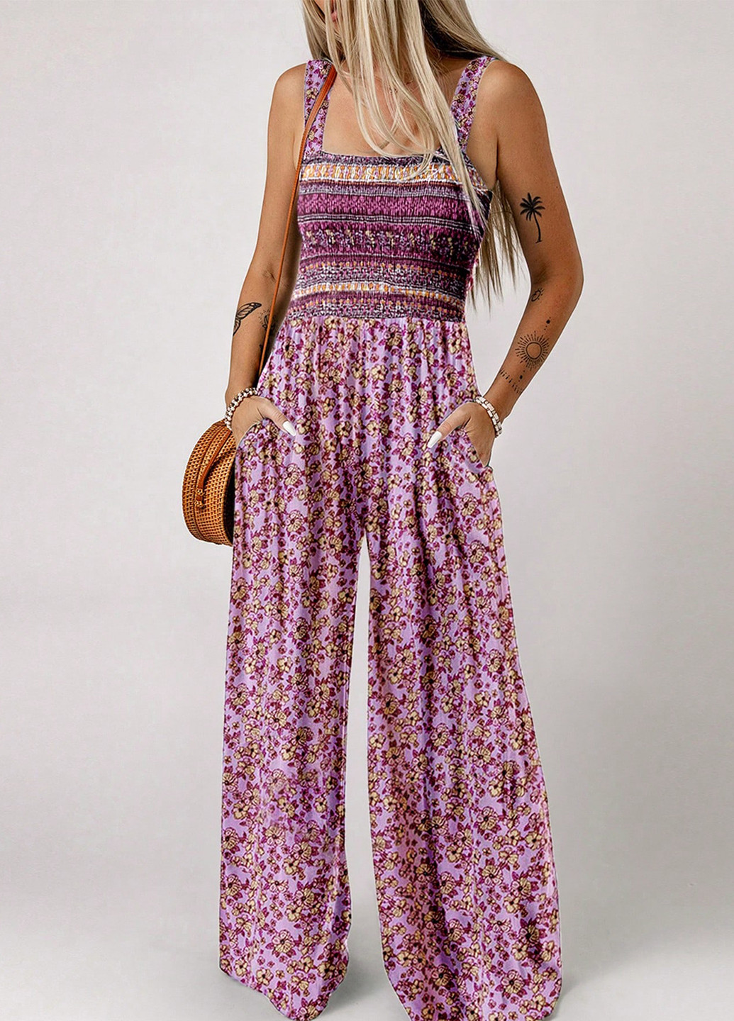 Комбінезон SHEIN комбінезон-брюки квітковий комбінований кежуал віскоза