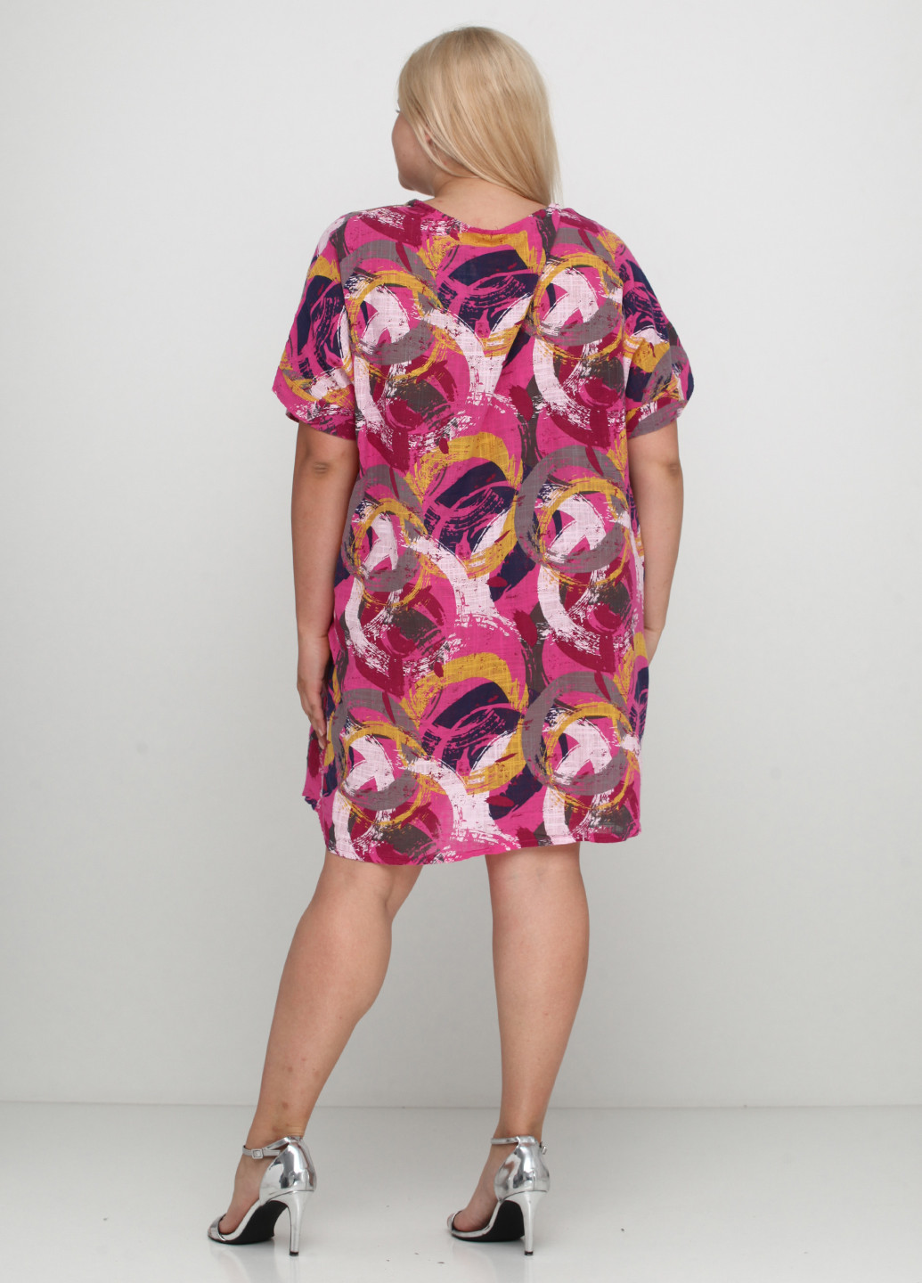 Малиновое кэжуал платье New Collection с абстрактным узором