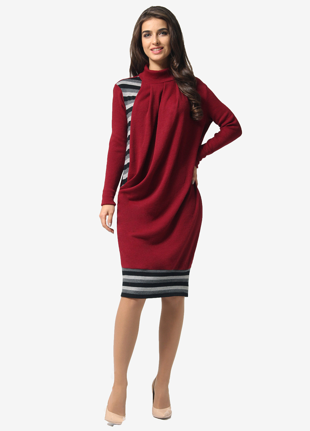 Бордовое кэжуал платье платье-водолазка Lila Kass