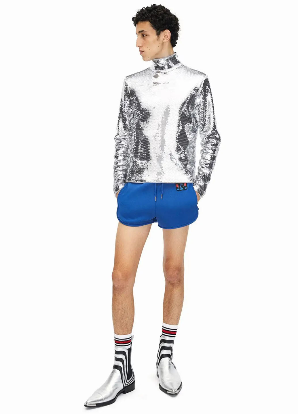 Серебристый демисезонный праздничный, кэжуал лонгслив H&M х Rabanne однотонный