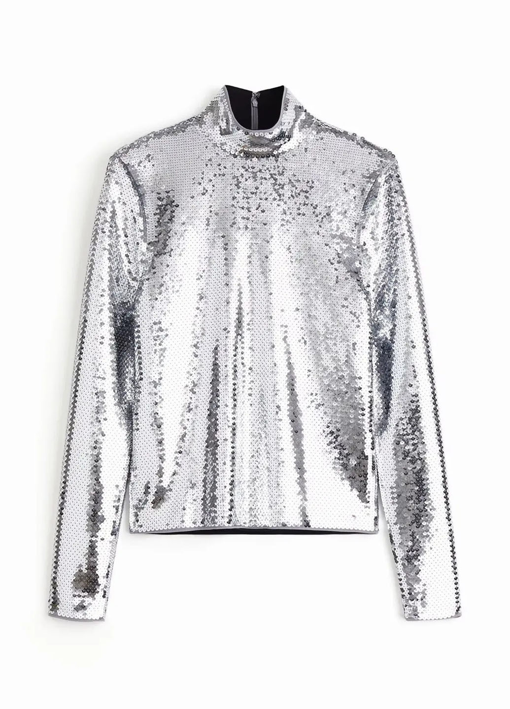 Серебристый демисезонный праздничный, кэжуал лонгслив H&M х Rabanne однотонный