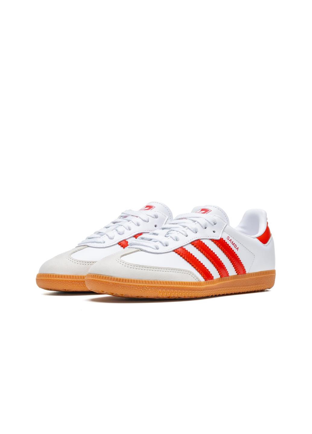 Кроссовки IF6513 adidas Samba OG White Solar Red Gum белые демисезоны (317252280)