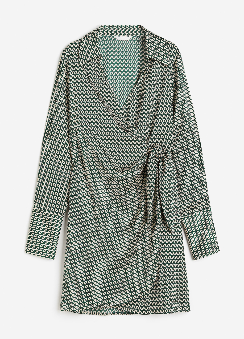 Зеленое кэжуал платье на запах H&M с геометрическим узором
