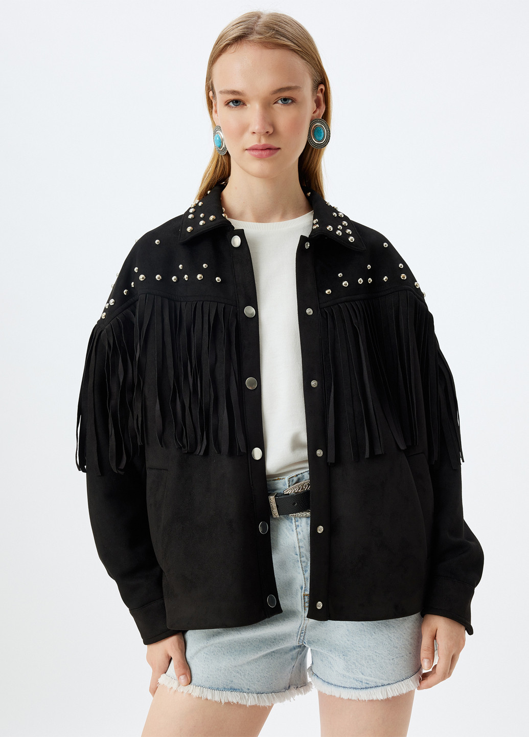 Черная демисезонная куртка байкерская KOTON