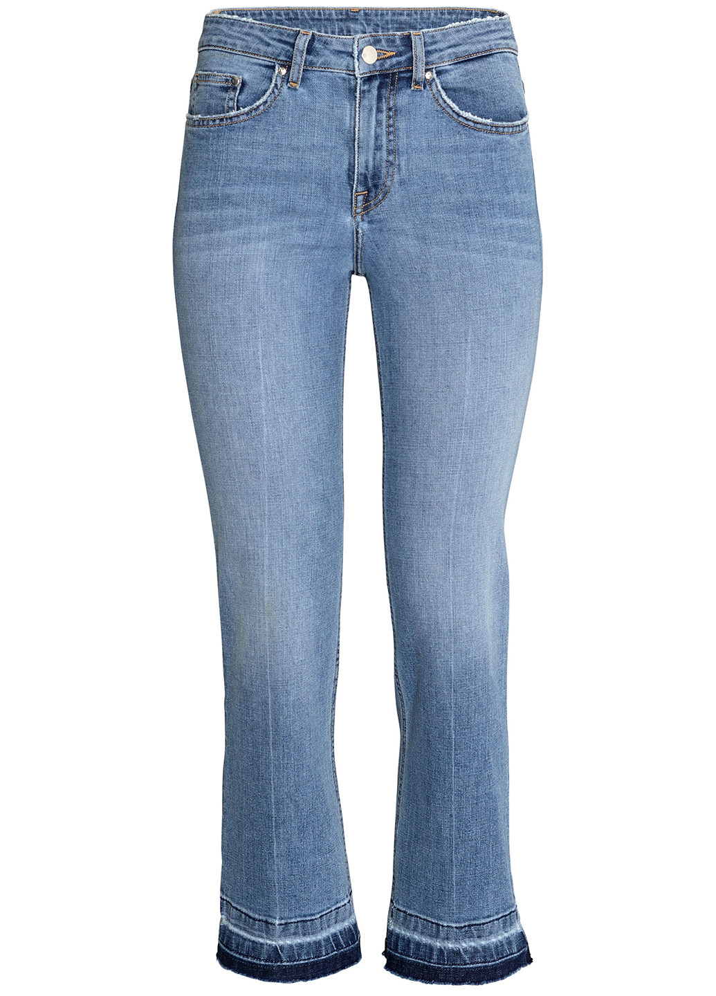 Джинси H&M вкорочені, кльош однотонні блакитні джинсові бавовна