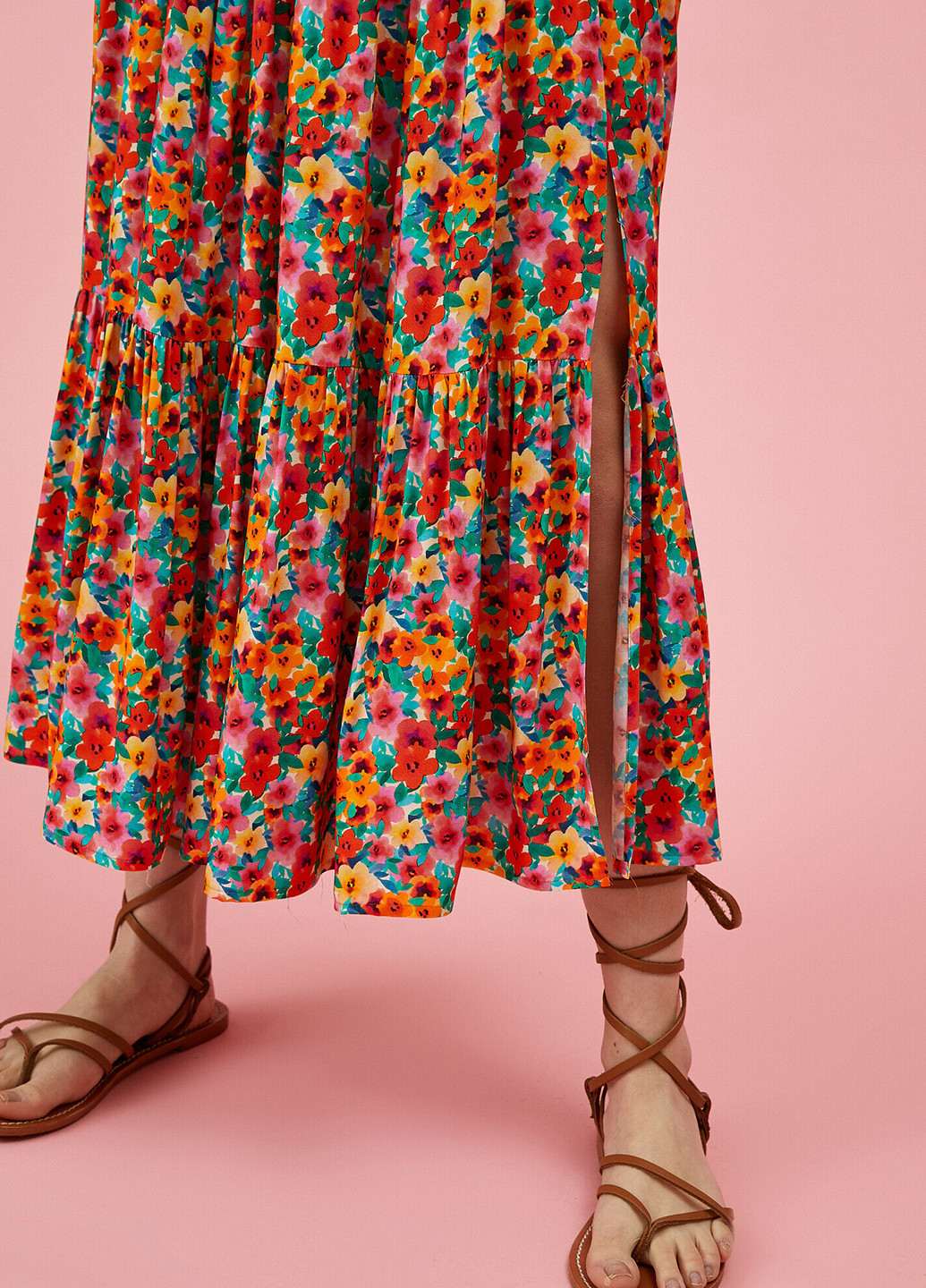 Разноцветная кэжуал цветочной расцветки юбка KOTON клешированная