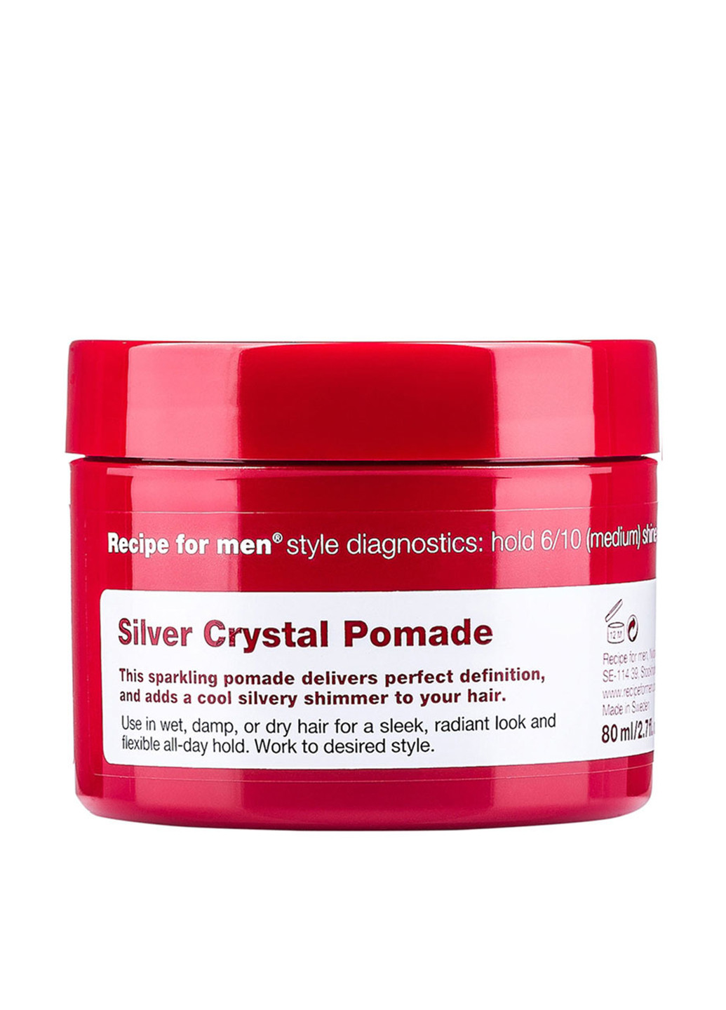 Гель для волос Silver Crystal Pomade, 80 мл Recipe for Men (117245038)