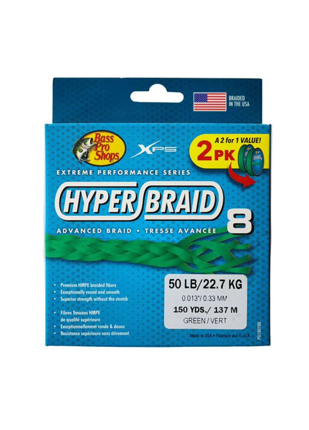 Плетеный шнур Bass Pro Shops xps hyper braid 8 (188112130)