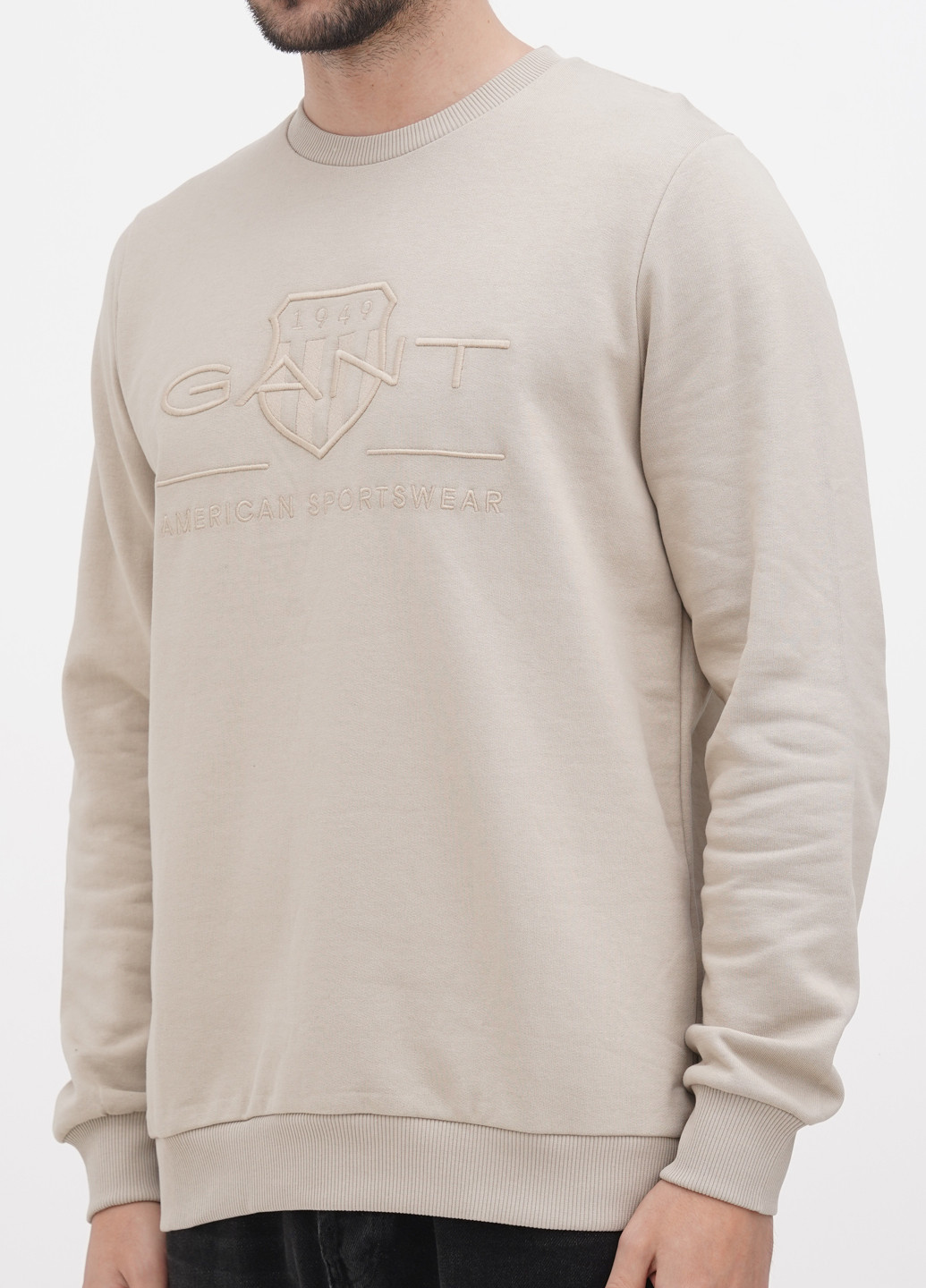 Світшот Gant - Прямий крій напис бежевий кежуал, спортивний бавовна, футер - (267241659)