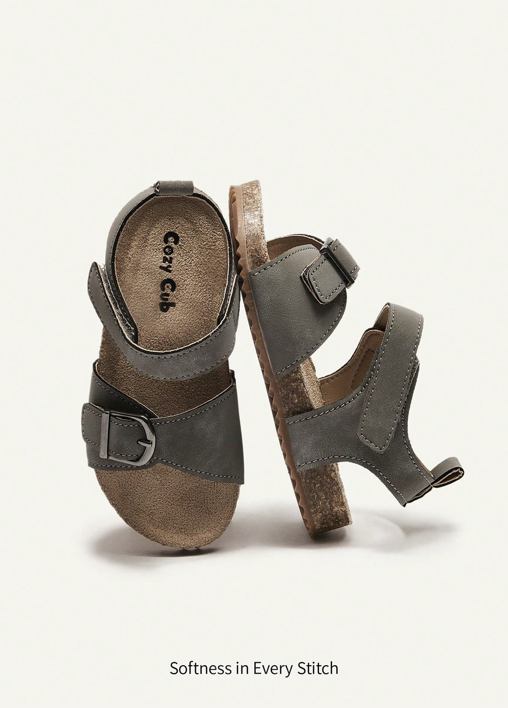 Серые кэжуал сандалии SHEIN на липучке