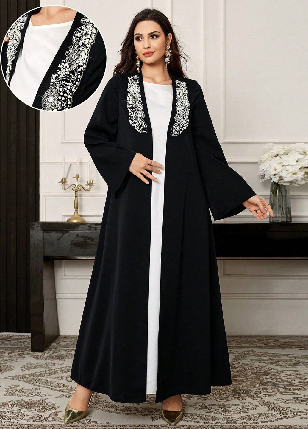 Черное праздничный, вечернее платье а-силуэт SHEIN однотонное