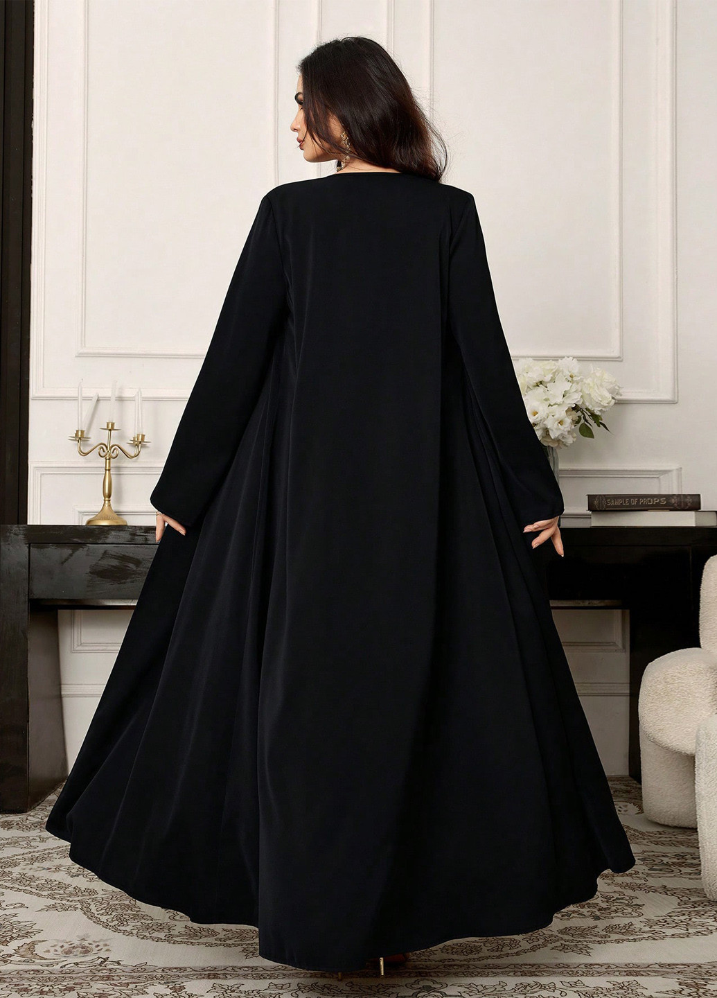 Черное праздничный, вечернее платье а-силуэт SHEIN однотонное