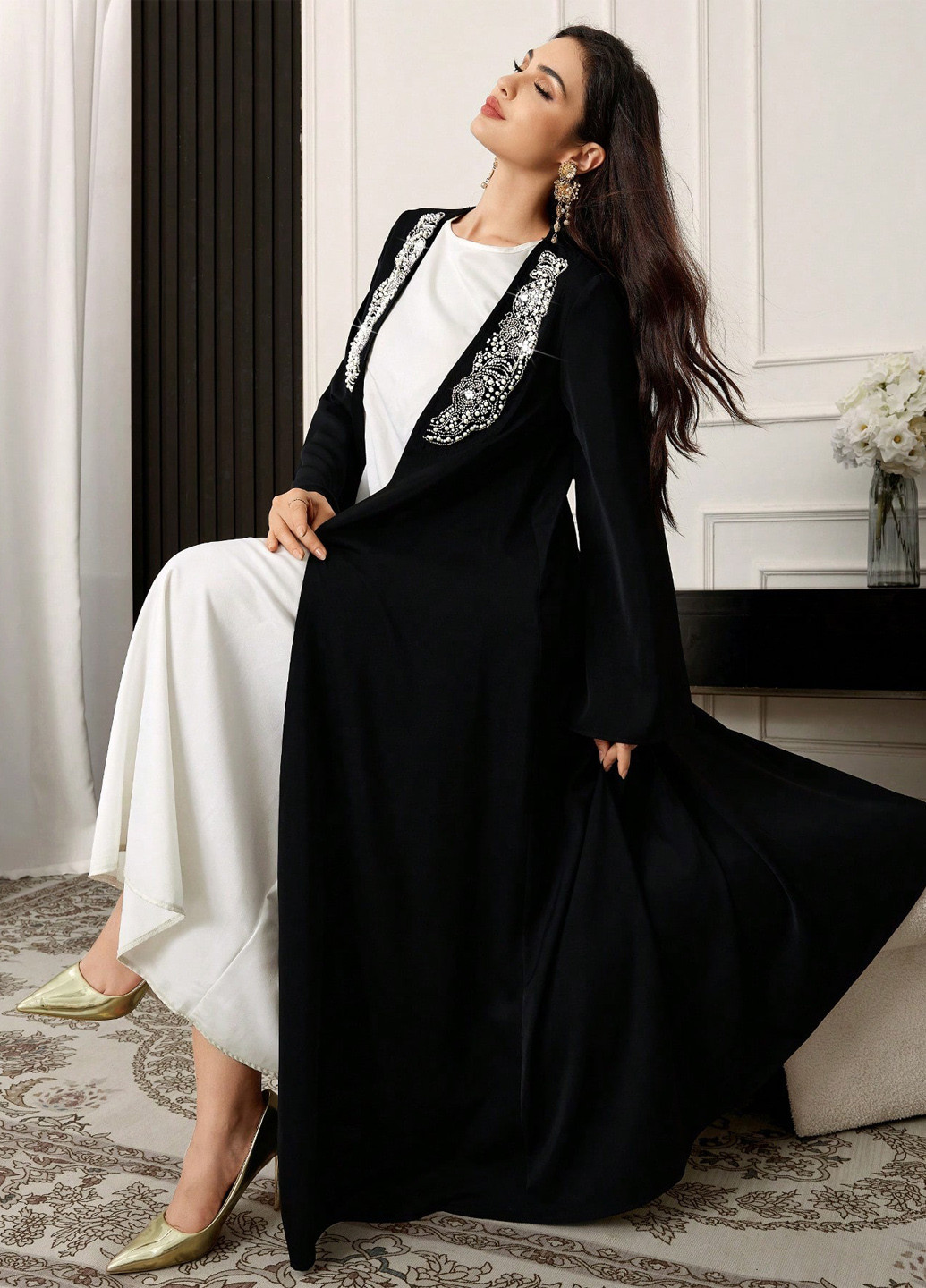 Черное праздничный, вечернее платье а-силуэт SHEIN однотонное