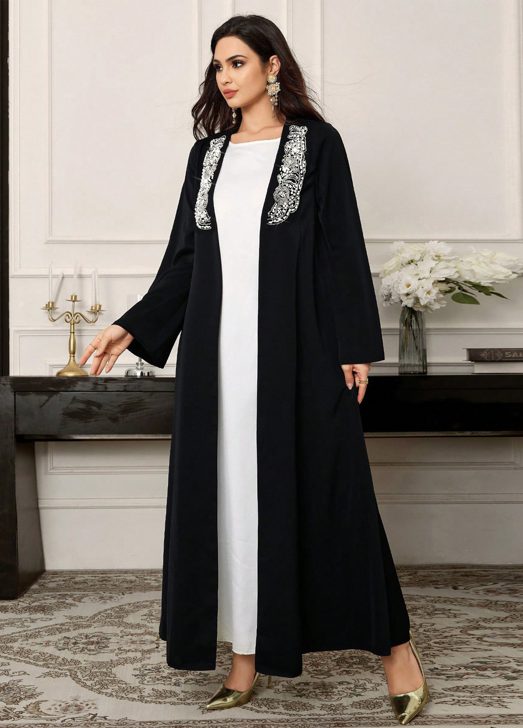 Черное праздничный, вечернее платье а-силуэт SHEIN однотонное