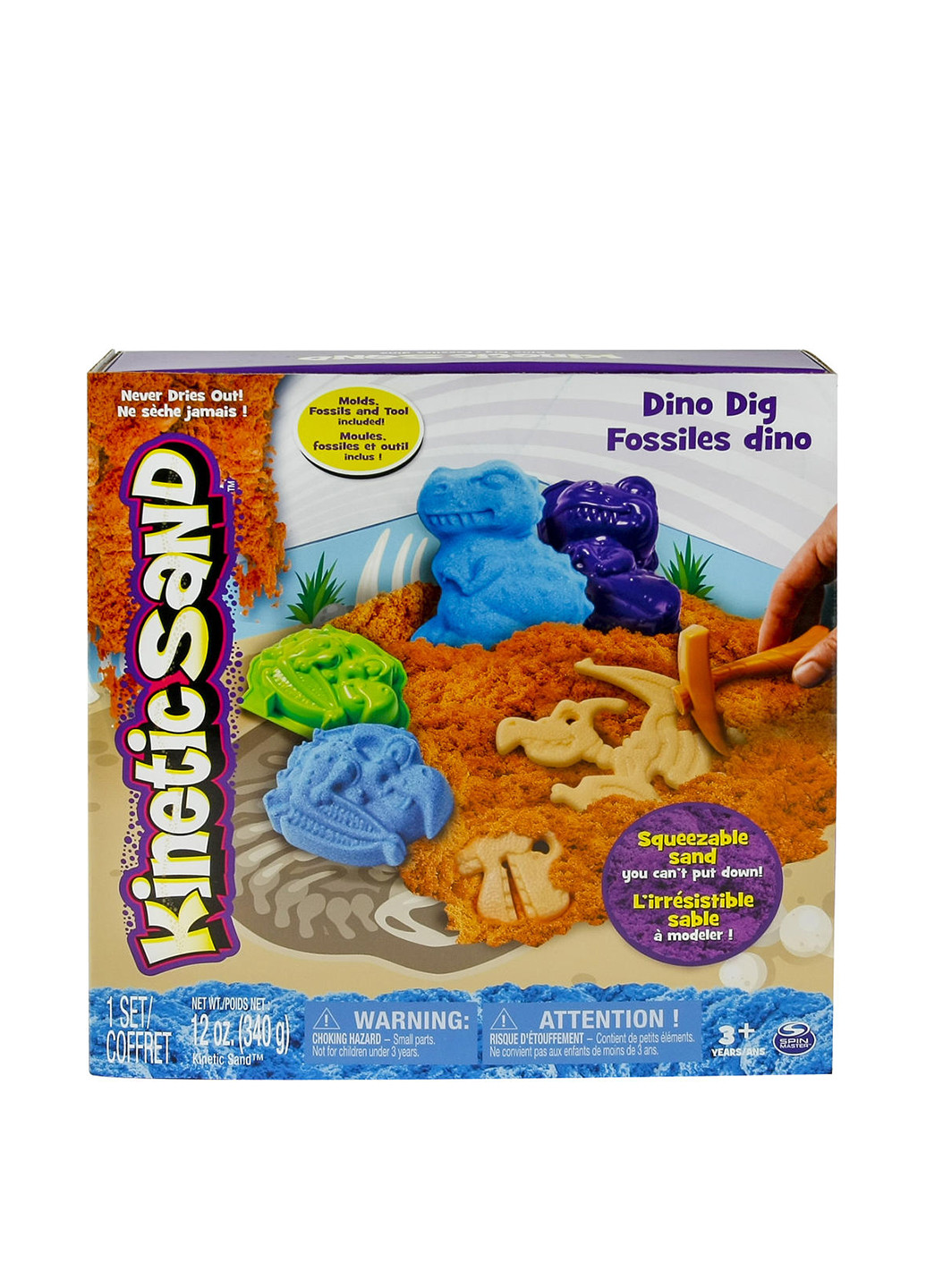 Набор песка для детского творчества - KINETIC SAND DINO (голубой, коричневый, аксессуары, 340 г) Wacky-Tivities (162934159)