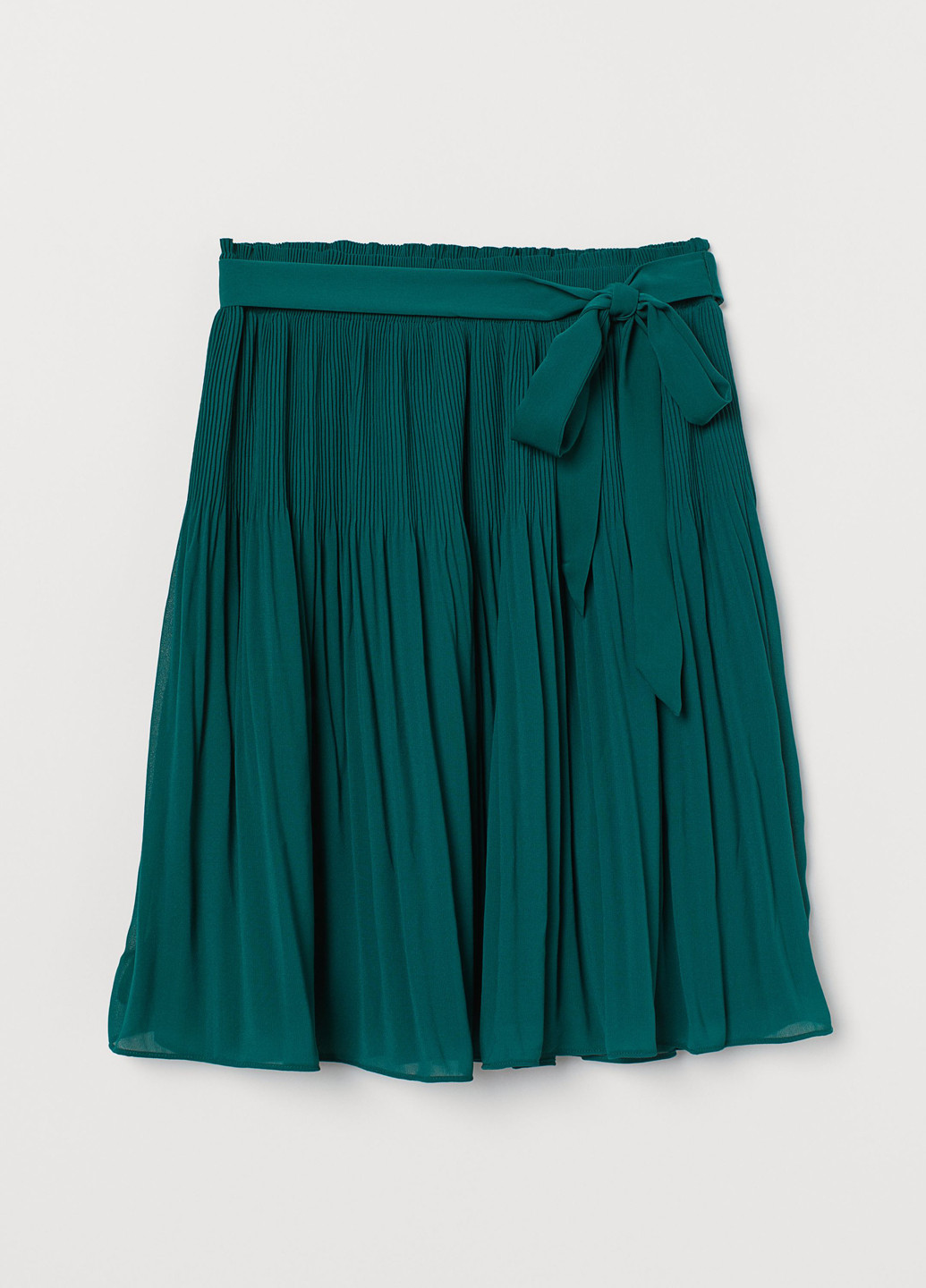 Изумрудная кэжуал однотонная юбка H&M плиссе