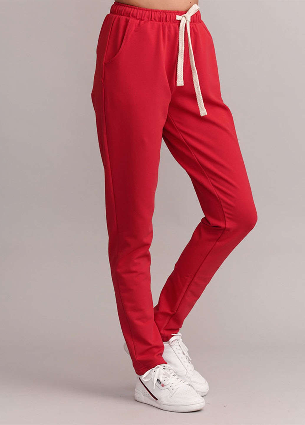 Красные спортивные демисезонные зауженные брюки Promin