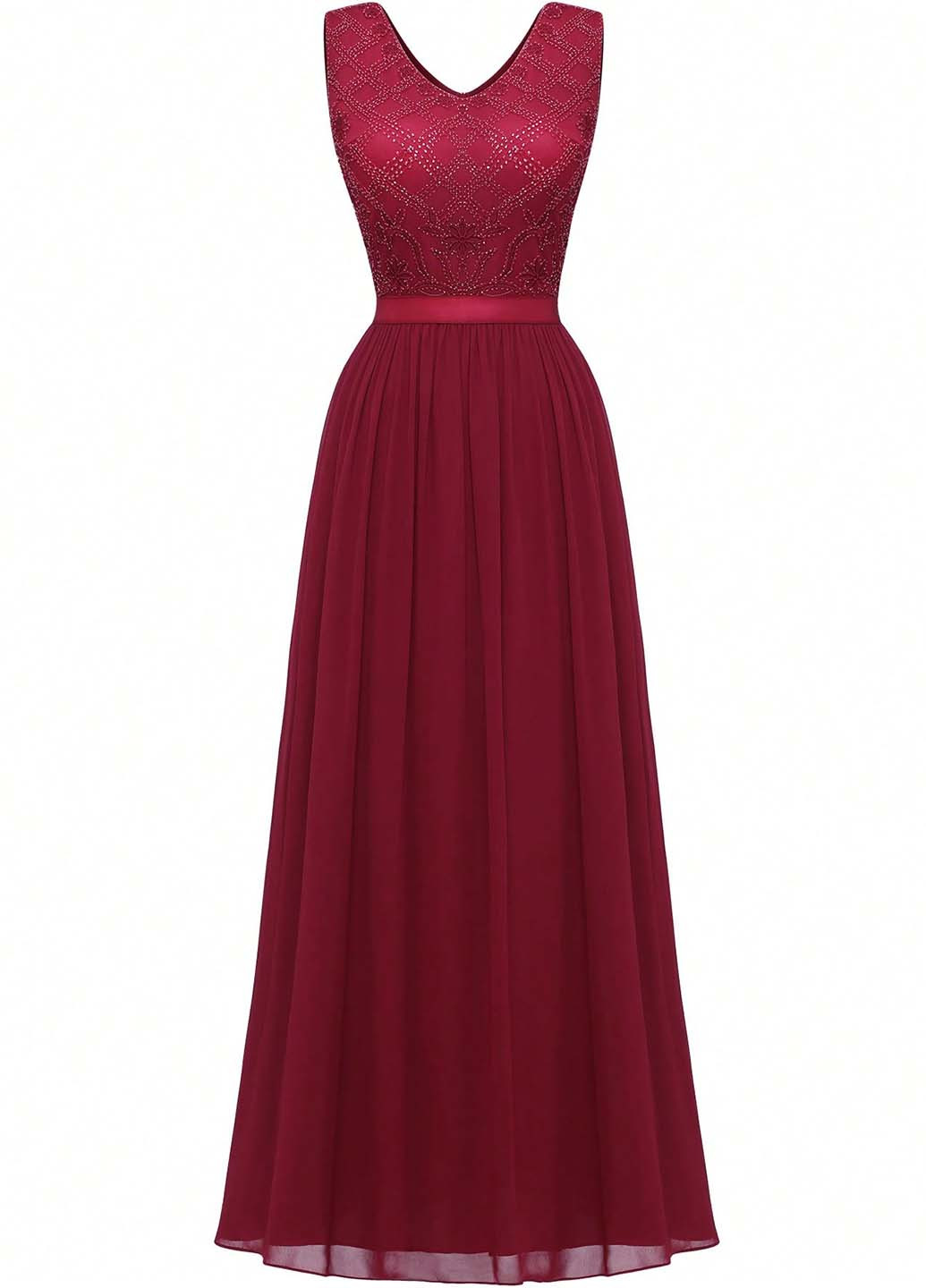 Бордова святковий, вечірня сукня кльош SHEIN однотонна