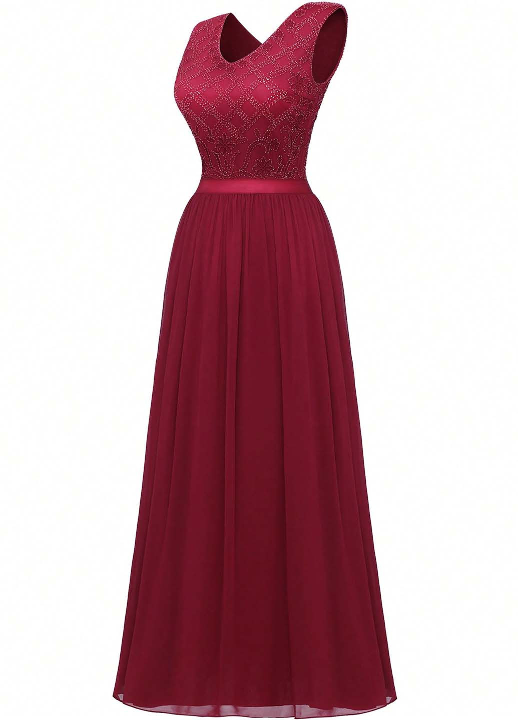 Бордова святковий, вечірня сукня кльош SHEIN однотонна