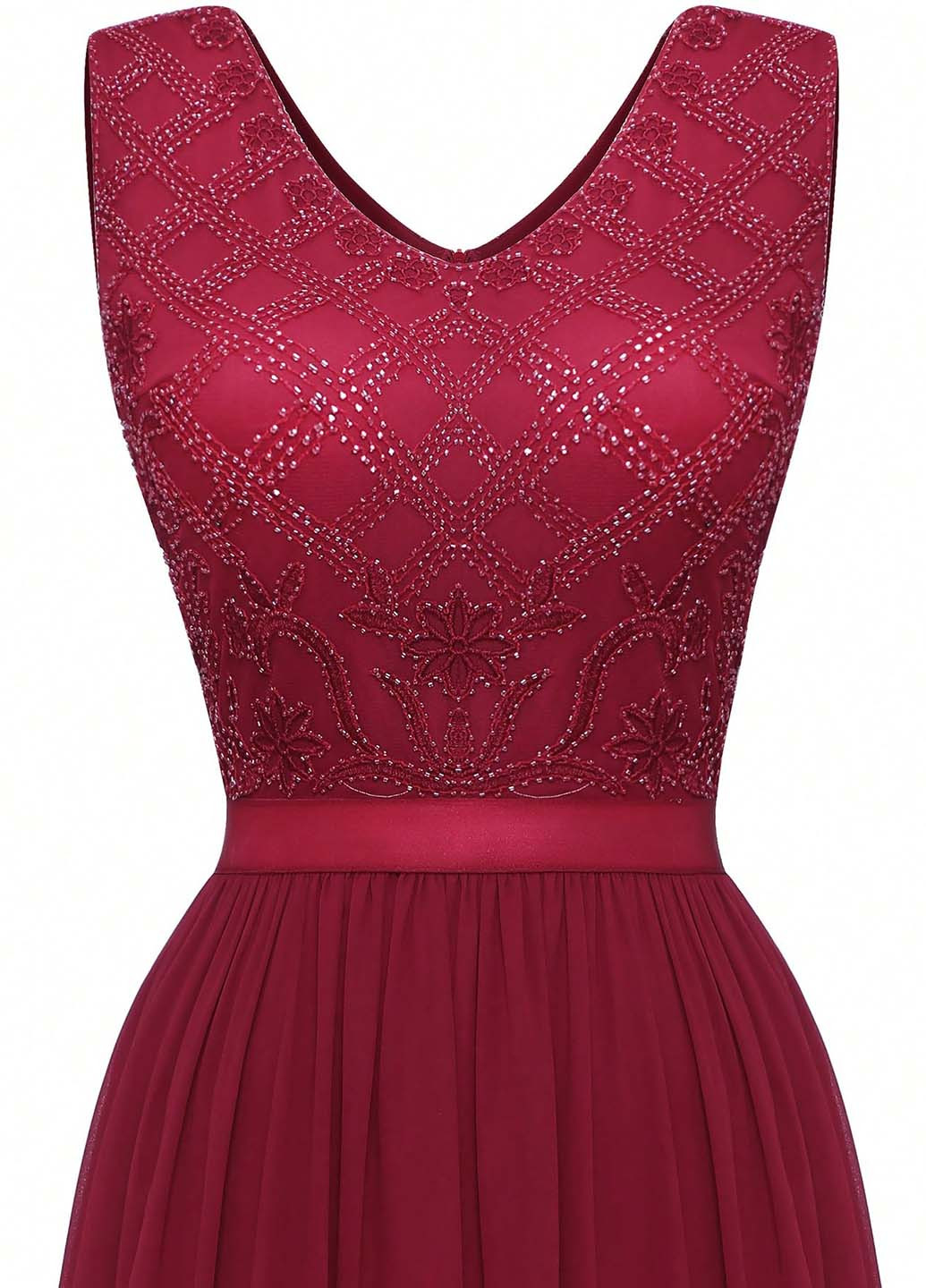 Бордова святковий, вечірня сукня кльош SHEIN однотонна