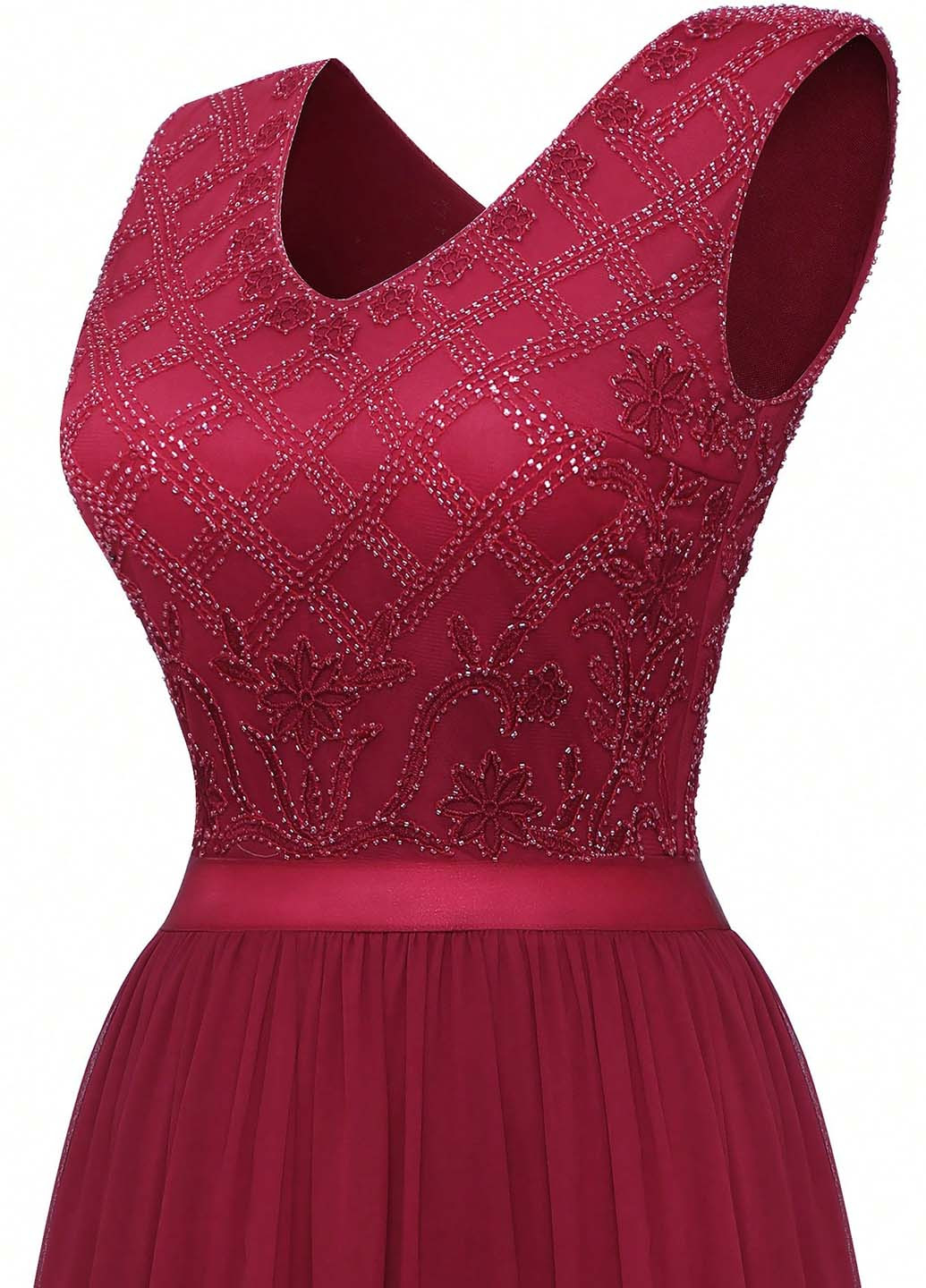 Бордова святковий, вечірня сукня кльош SHEIN однотонна