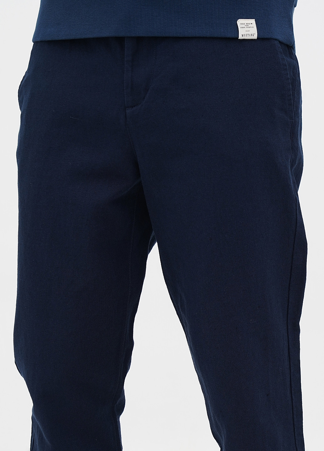 Темно-синие кэжуал летние зауженные брюки Mustang