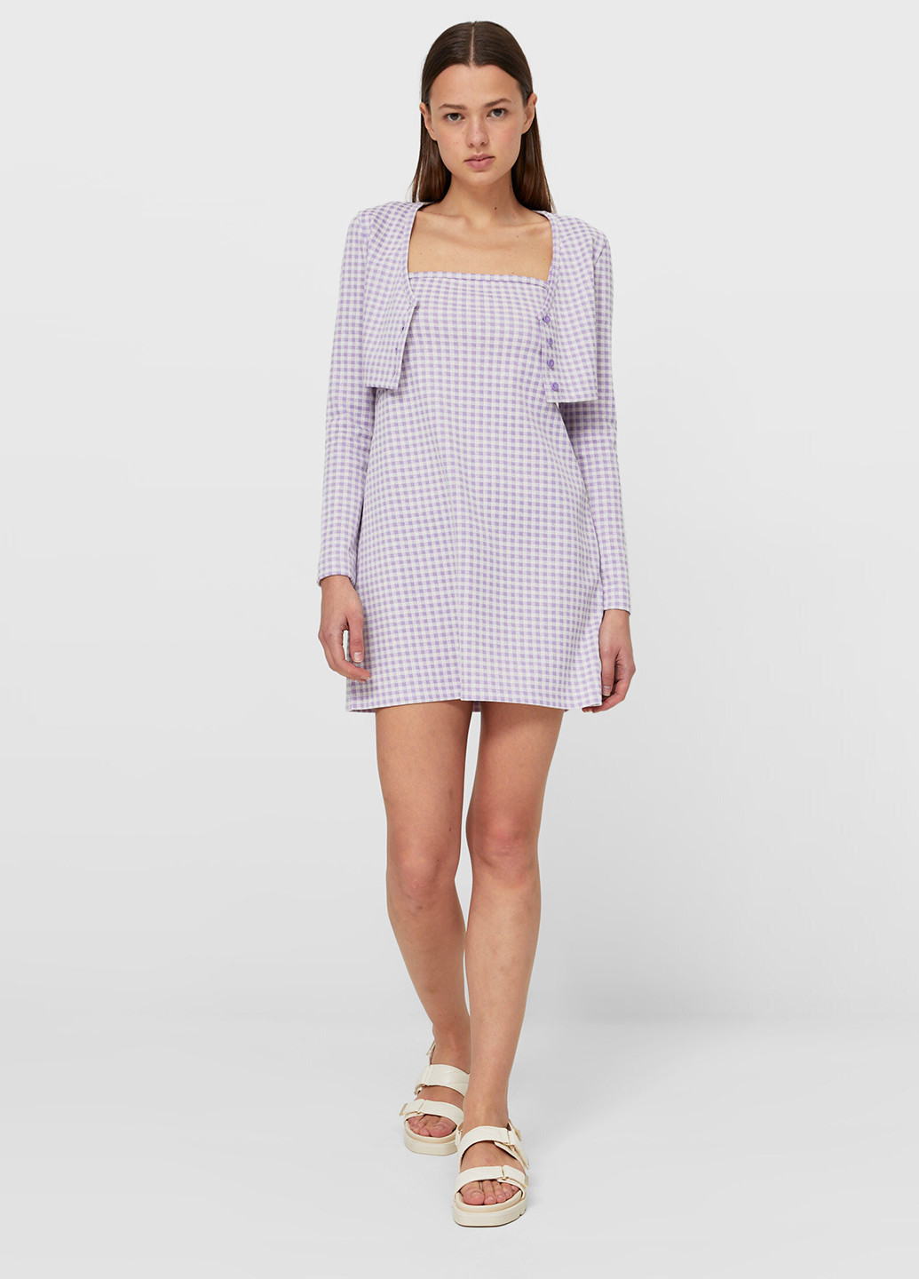 Бузкова кежуал сукня Stradivarius в клітинку