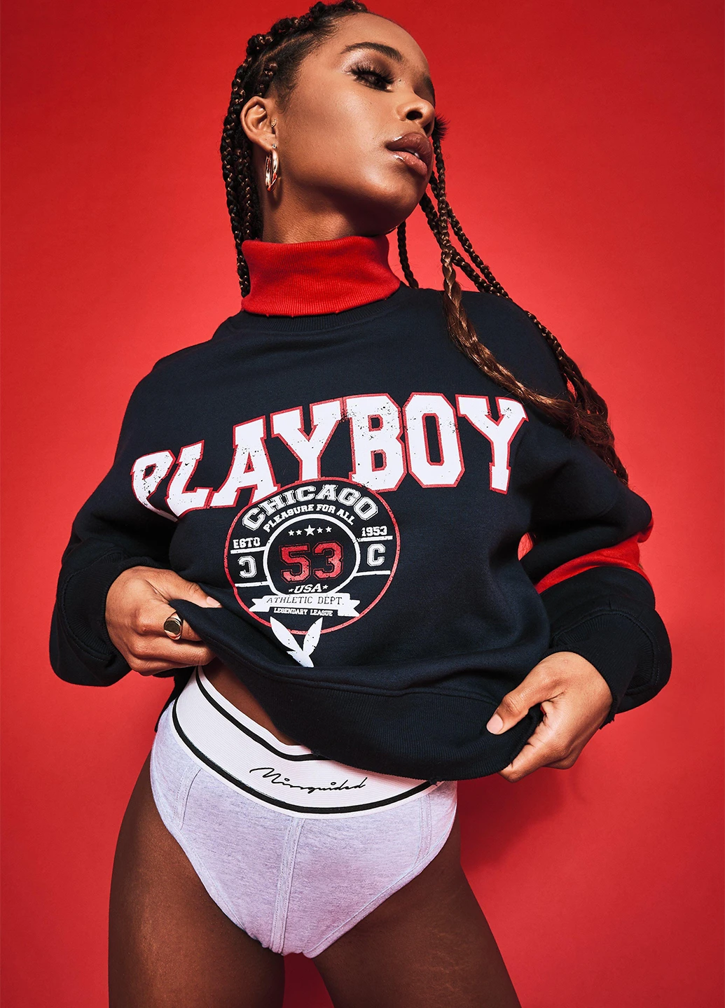 Темно-синий свитшот Missguided логотип без декора (262992210)