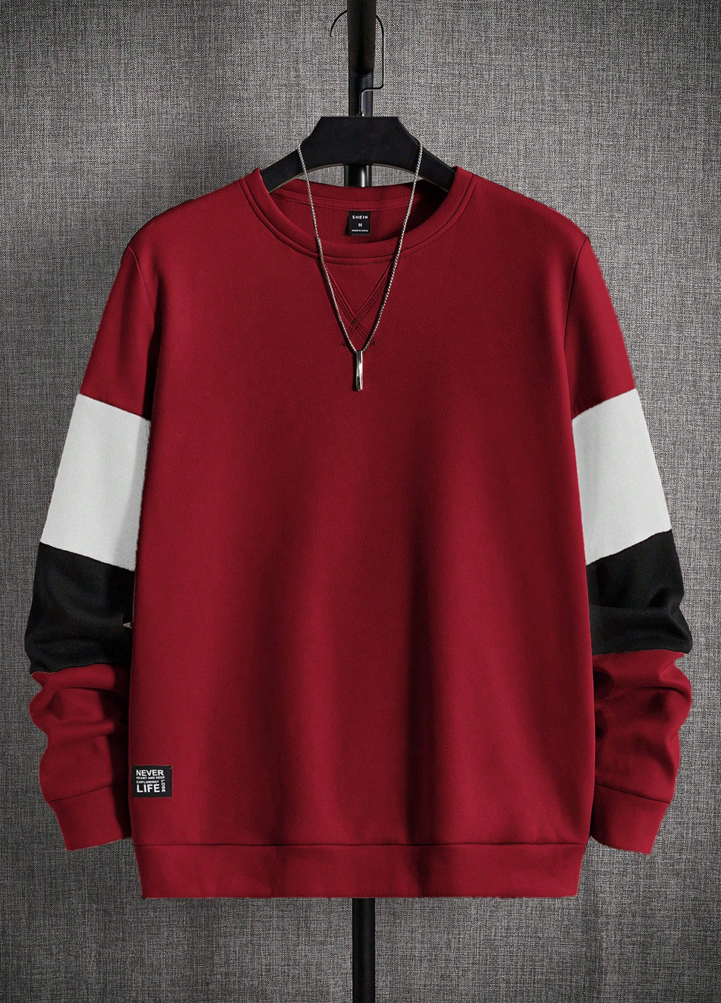 Темно-червоний світшот SHEIN колор блок намистини (339133109)