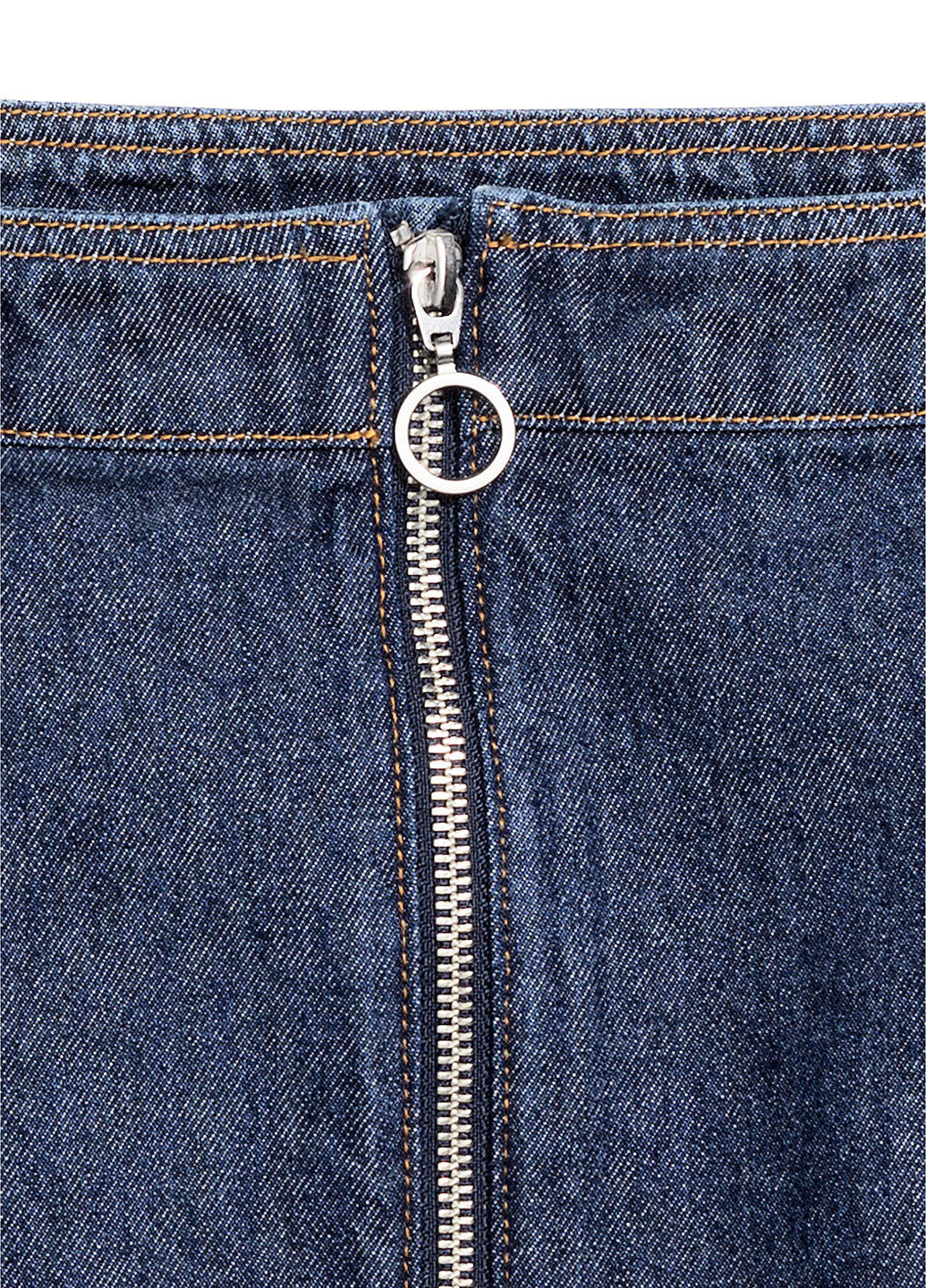 Темно-синяя джинсовая однотонная юбка H&M а-силуэта (трапеция)