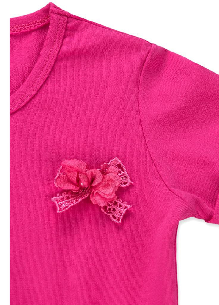 Біла футболка зі спідницею в смужку (8753-98g-fuchsia) Breeze (205773419)