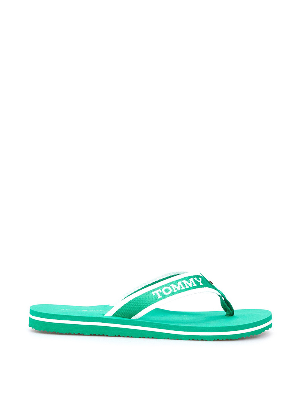 Зеленые кэжуал, пляжные вьетнамки Tommy Hilfiger с логотипом