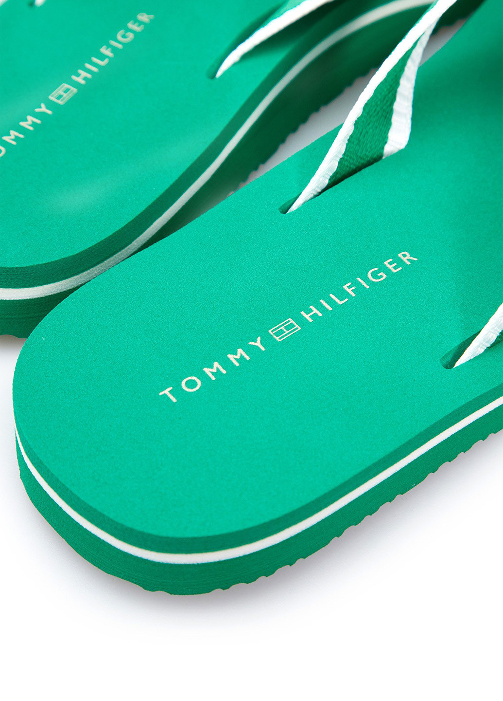 Зеленые кэжуал, пляжные вьетнамки Tommy Hilfiger с логотипом