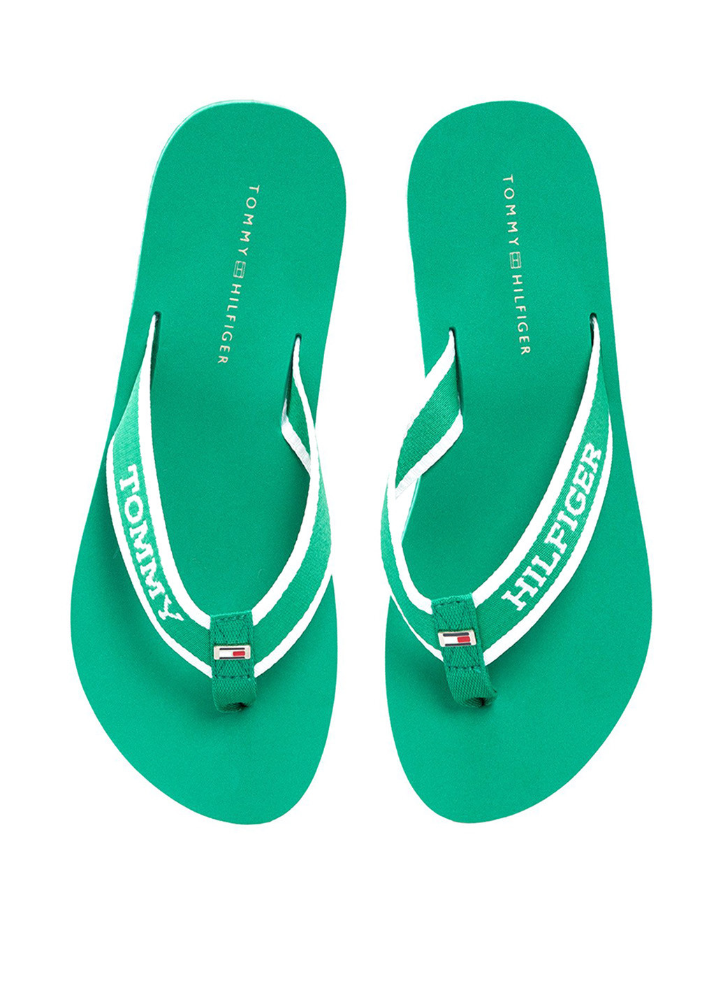 Зеленые кэжуал, пляжные вьетнамки Tommy Hilfiger с логотипом