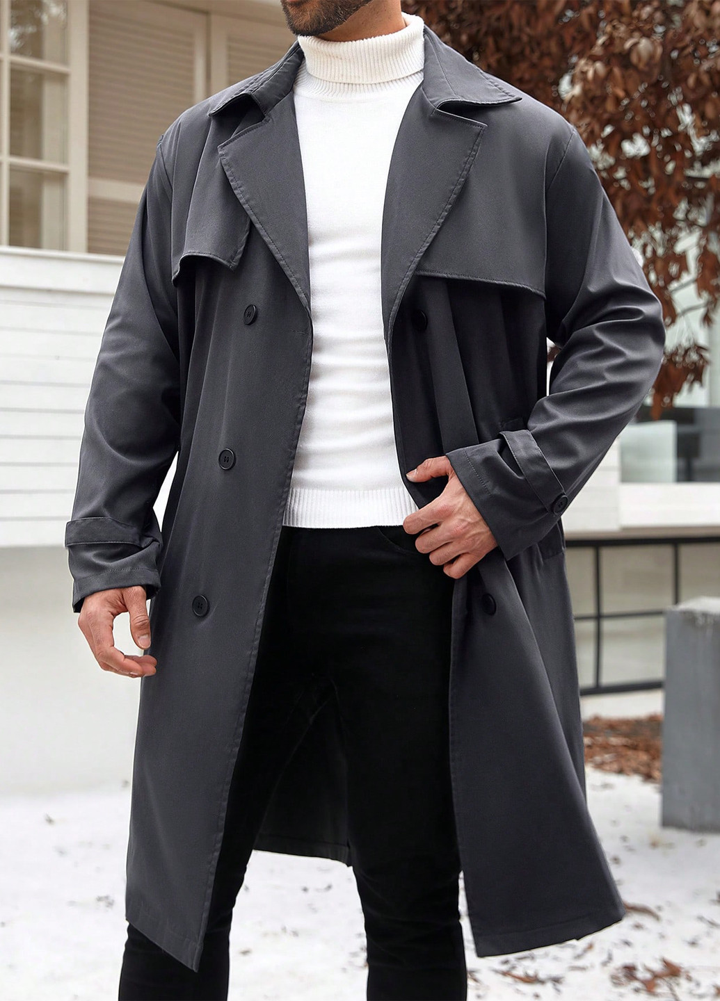 Плащ SHEIN тренчкот на гудзиках вільний (365437495)