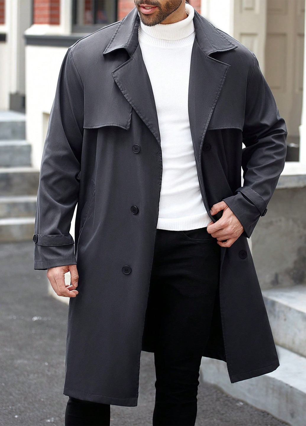 Плащ SHEIN тренчкот на гудзиках вільний (365437495)