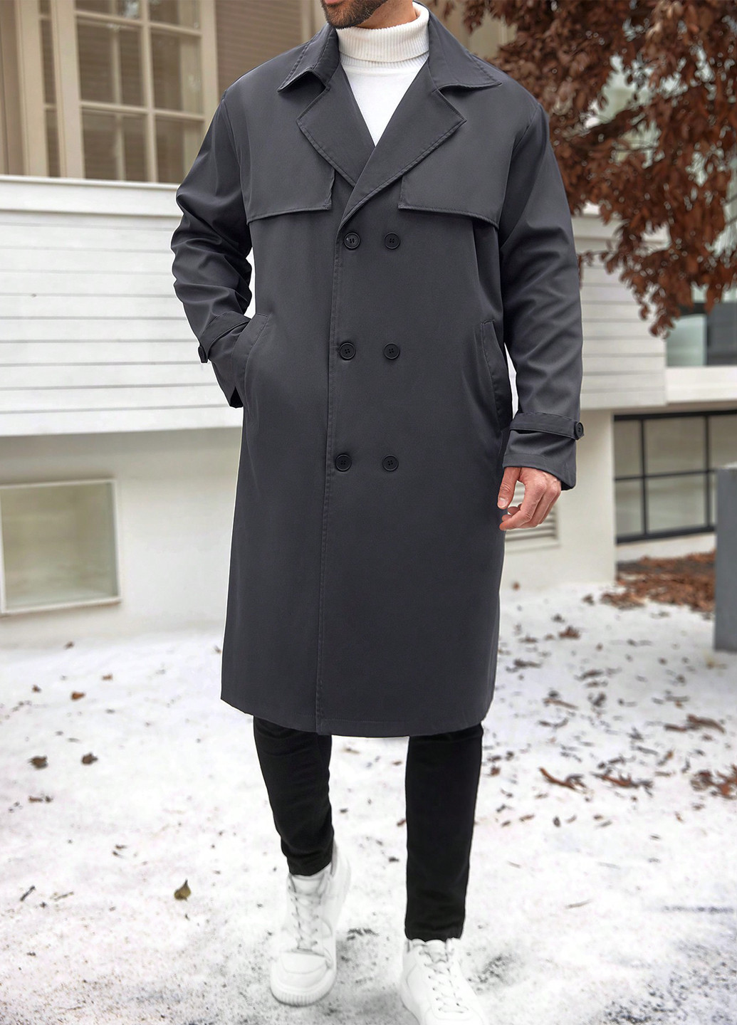 Плащ SHEIN тренчкот на гудзиках вільний (365437495)