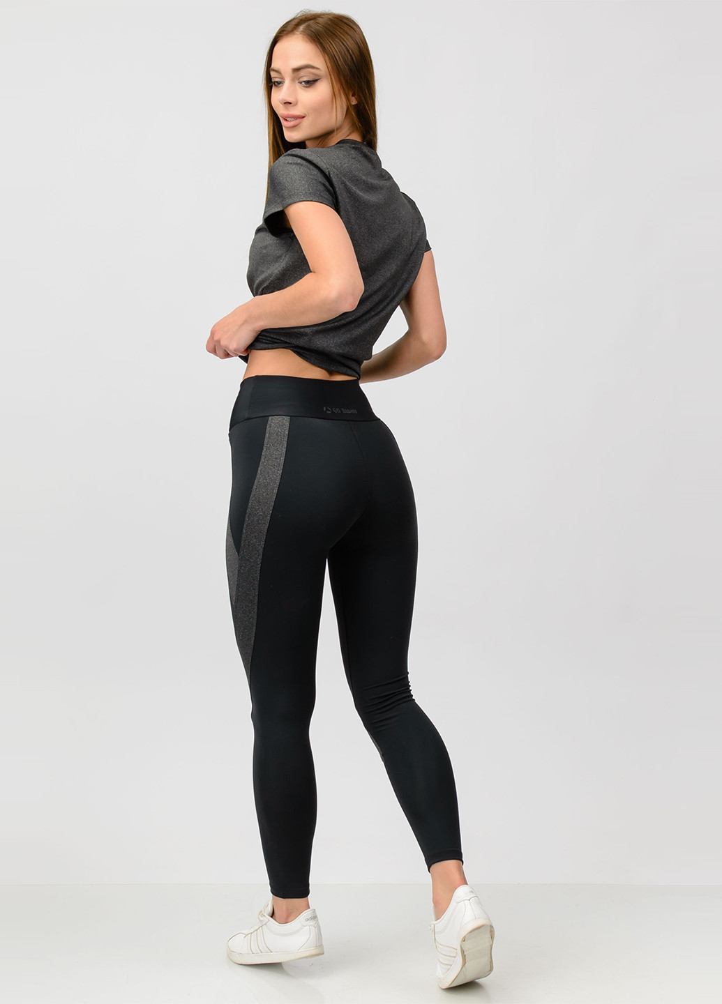 Костюм (футболка, легінси) Go Fitness однотонний темно-сірий спортивний поліестер