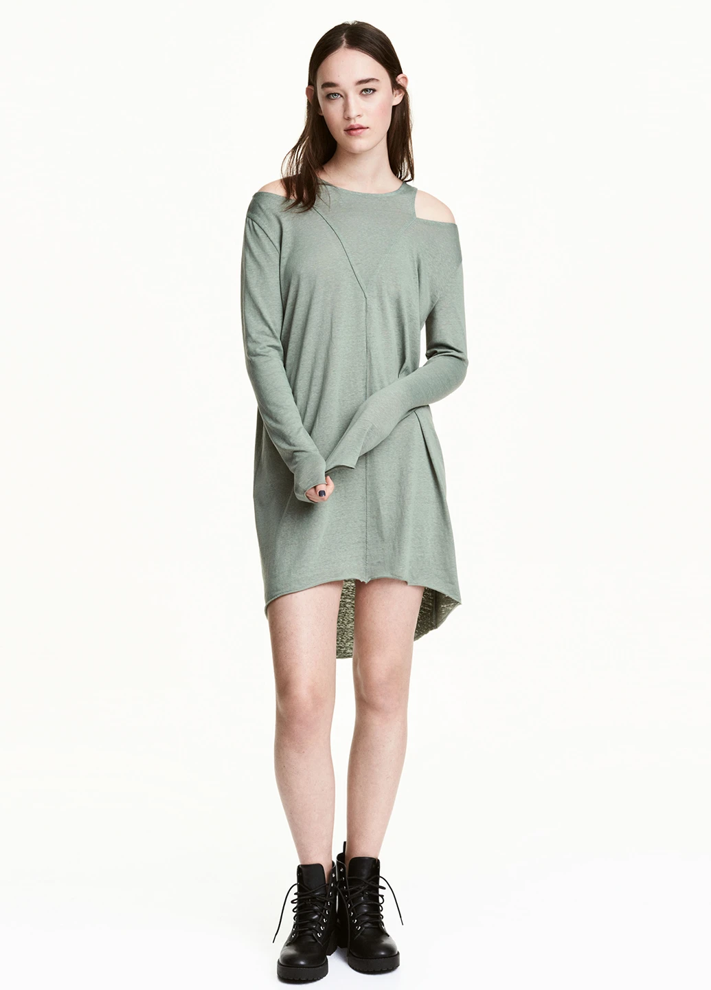 Оливкова сукня демісезон,блідо-зелений, divided H&M меланжева