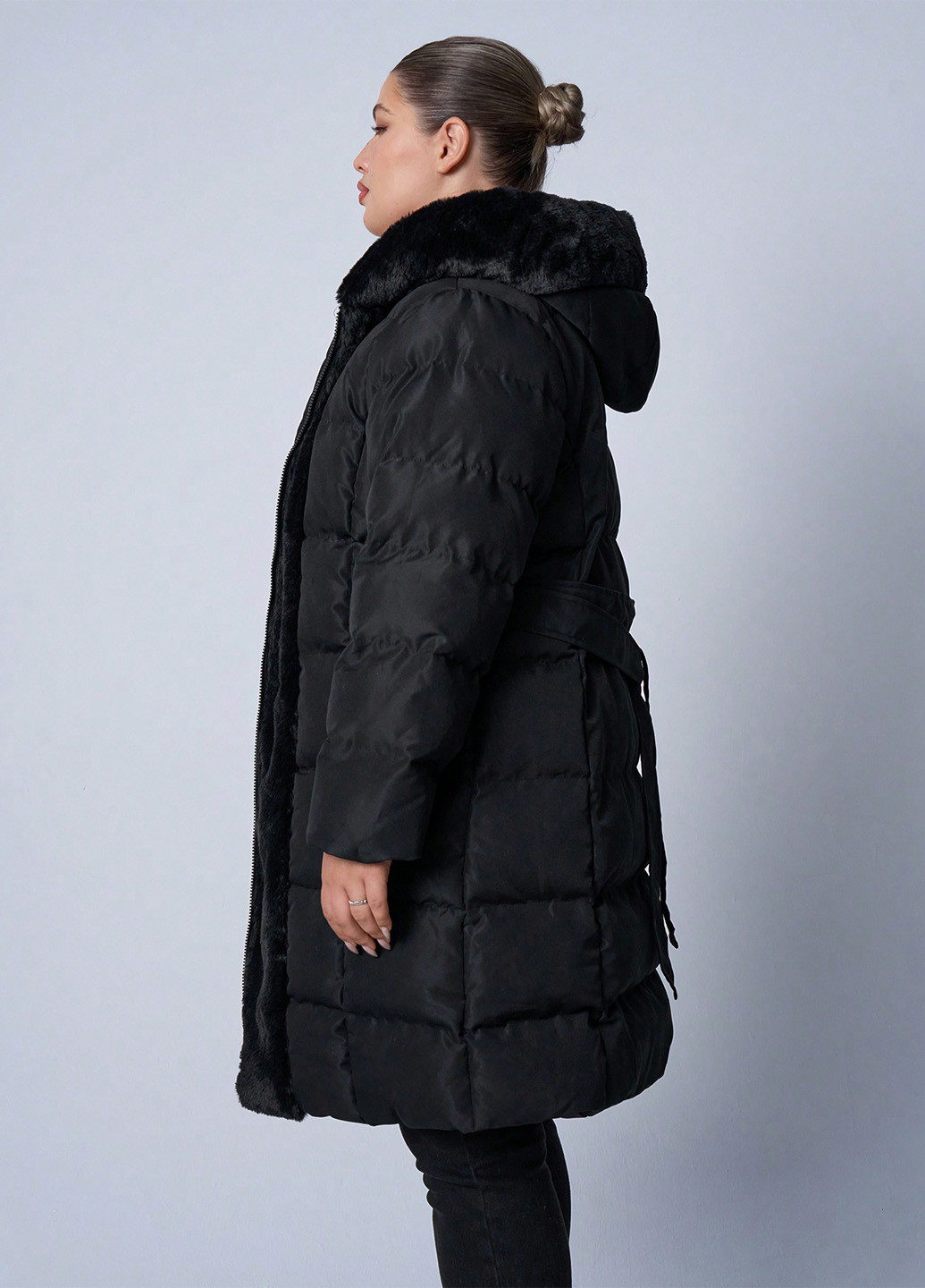Черная зимняя куртка куртка-пальто SHEIN