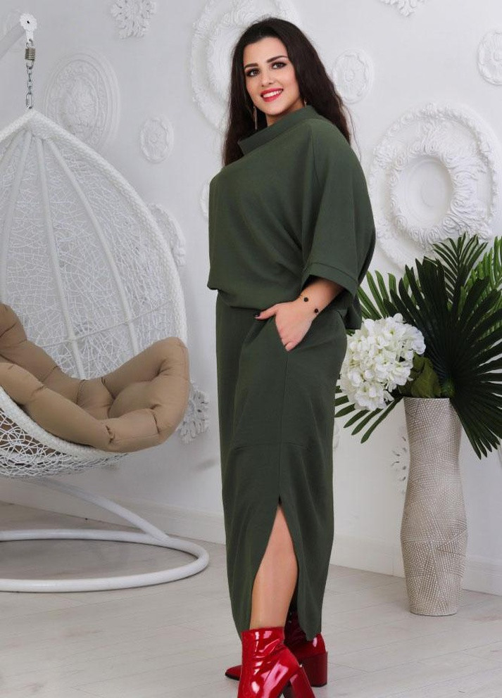 Женский костюм из длинной юбки и свободной кофты цвет хаки р.54/56 357706 New Trend (256453977)
