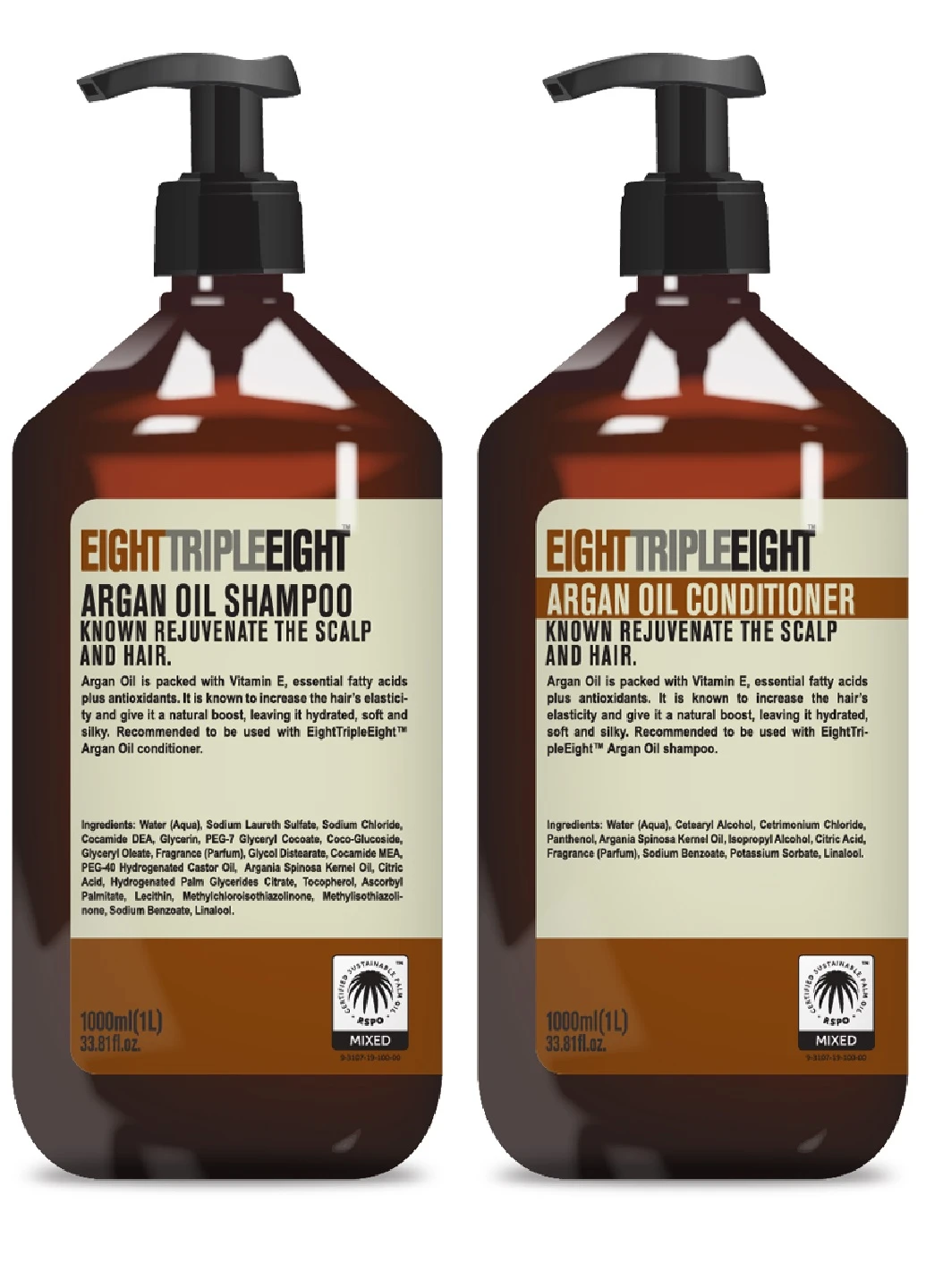 Набор для омоложения волос Argan Oil 1000мл+1000мл Eight Triple Eight (252896944)